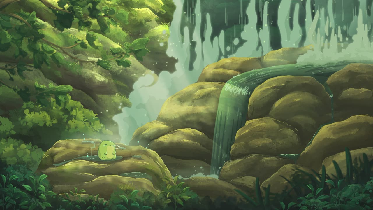Frog Sleeping Near The Waterfall live wallpaper for Mac