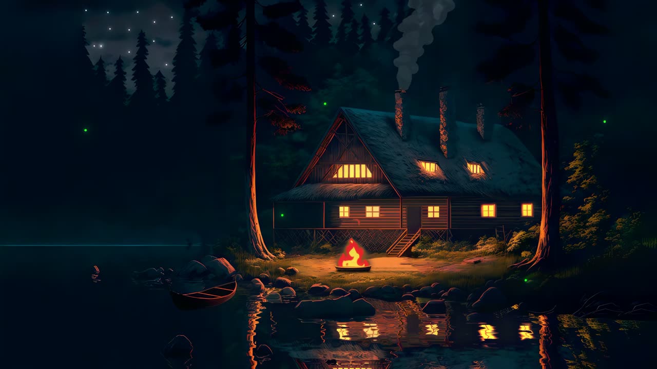 Cozy Night Cabin live wallpaper for Mac