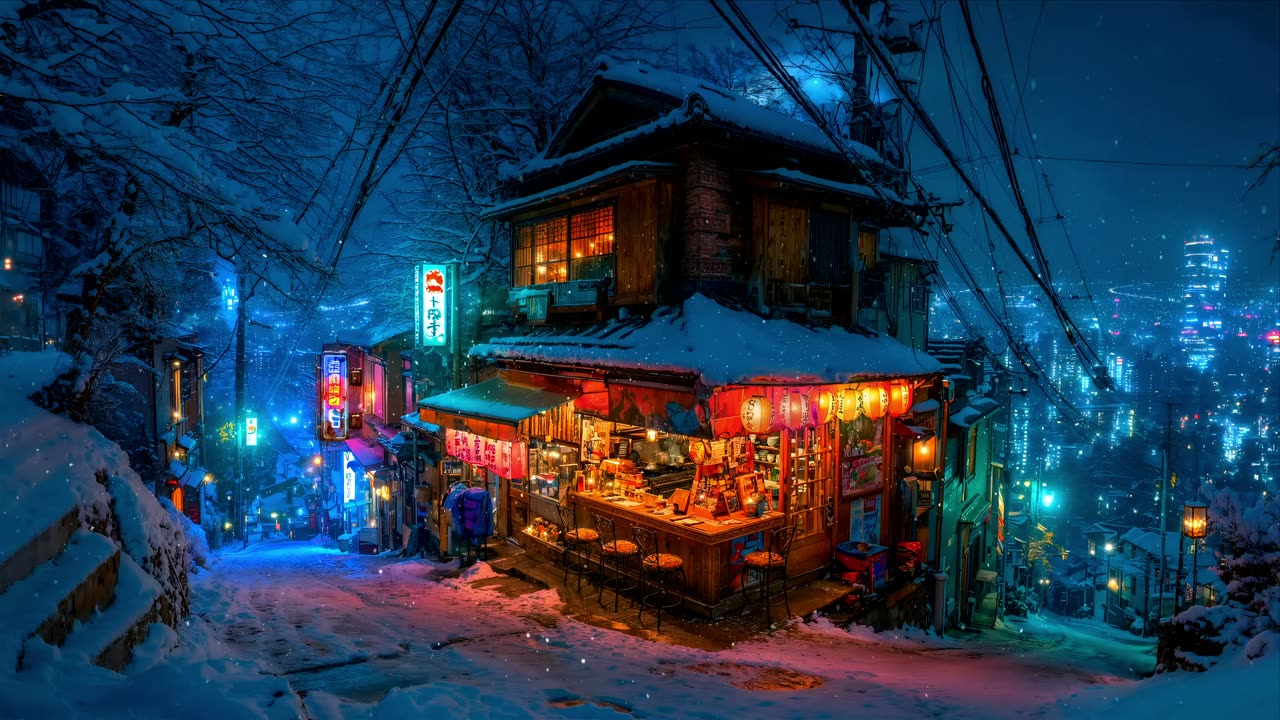 Snowy Night Lofi City