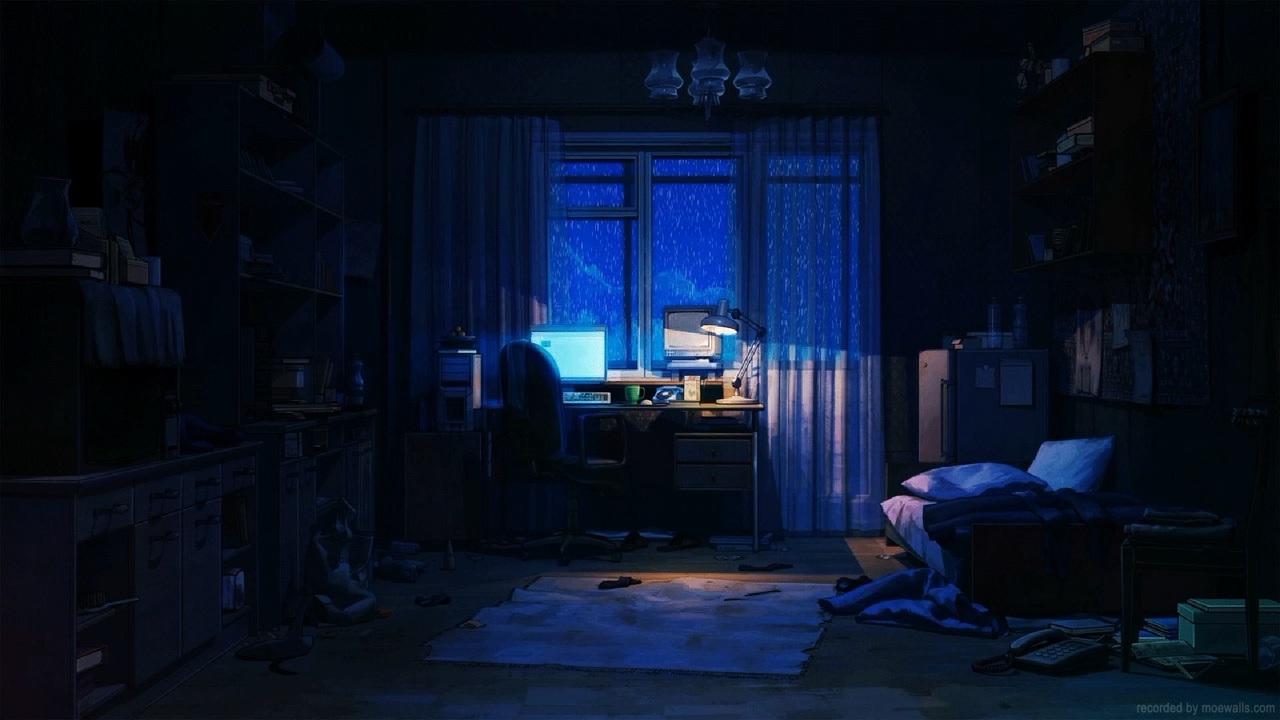 Pixel Room Rainy Night