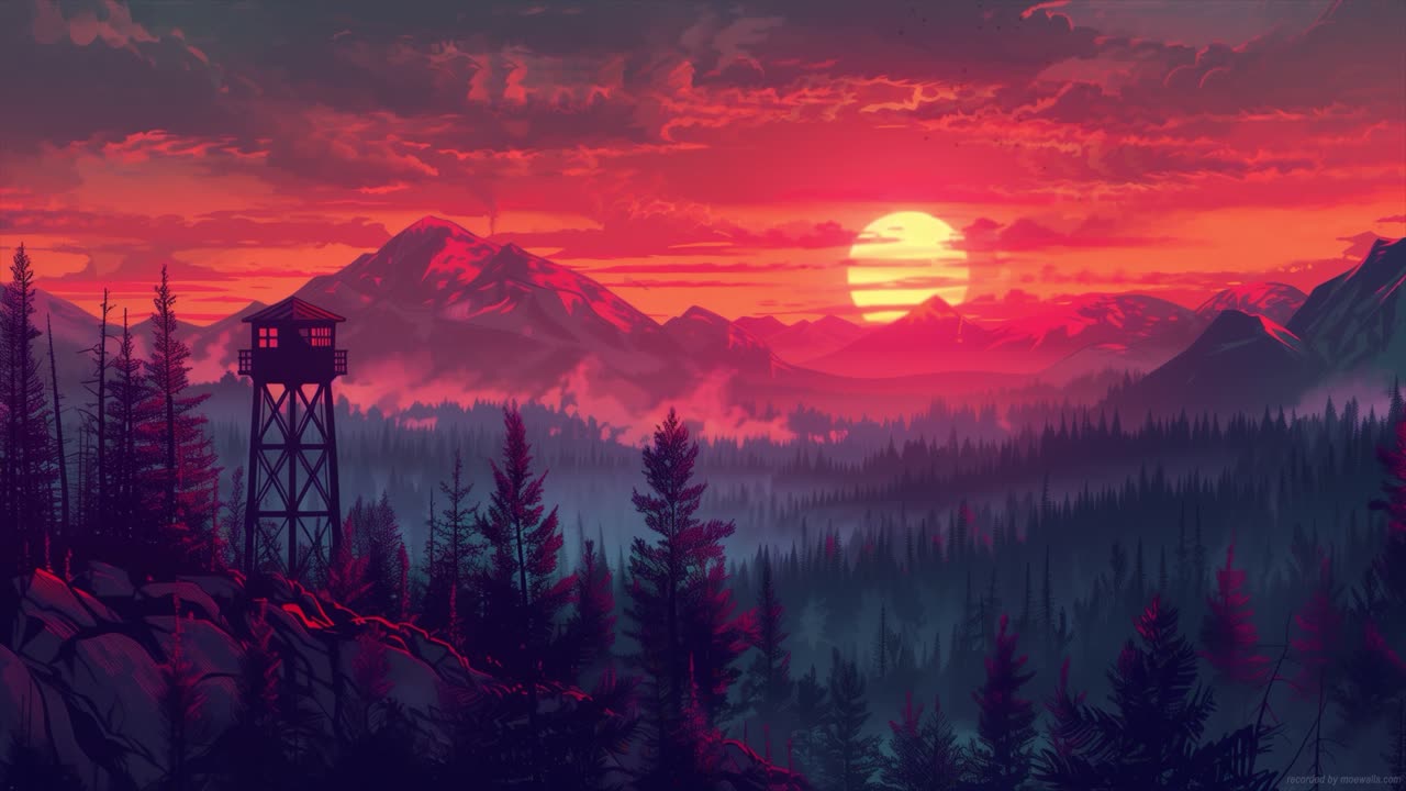 Firewatch Tower Sunset live wallpaper for Mac