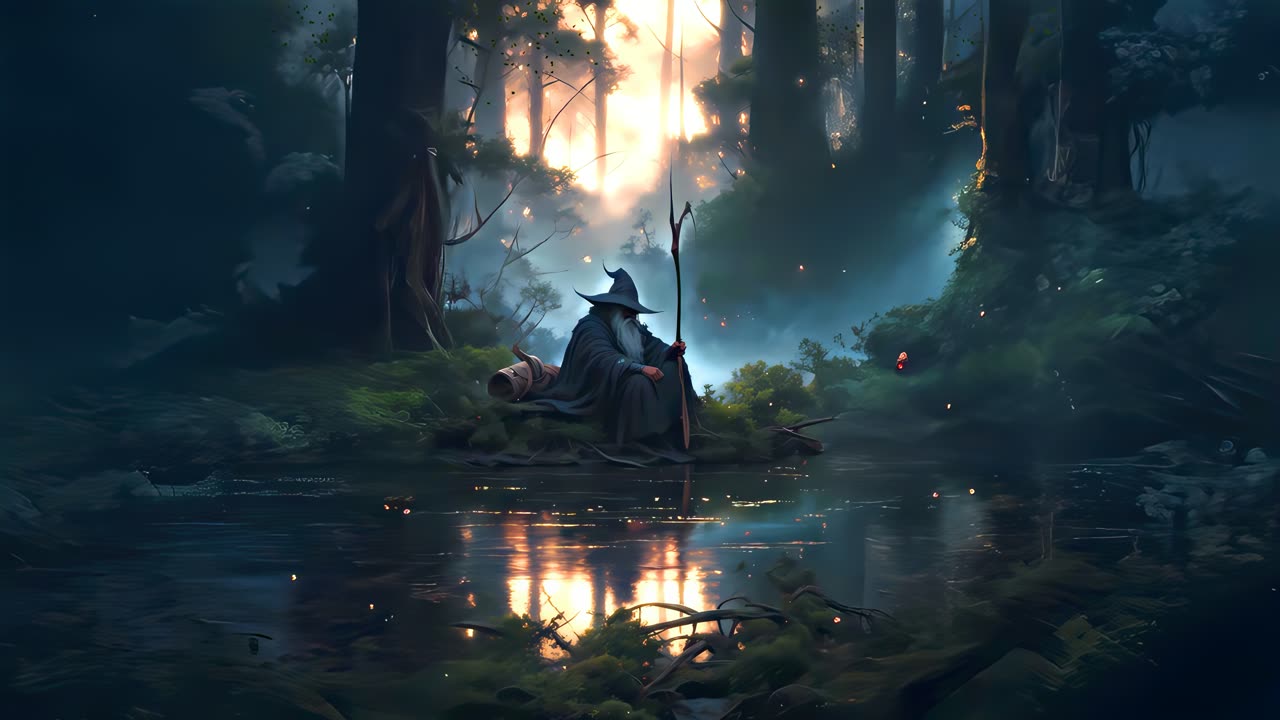 Wizard Resting in the Woods live wallpaper for Mac