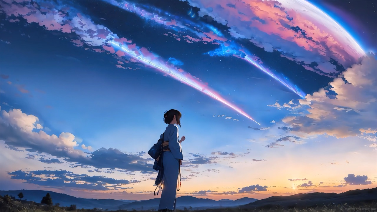 Mitsuha Watching Shooting Stars Your Name