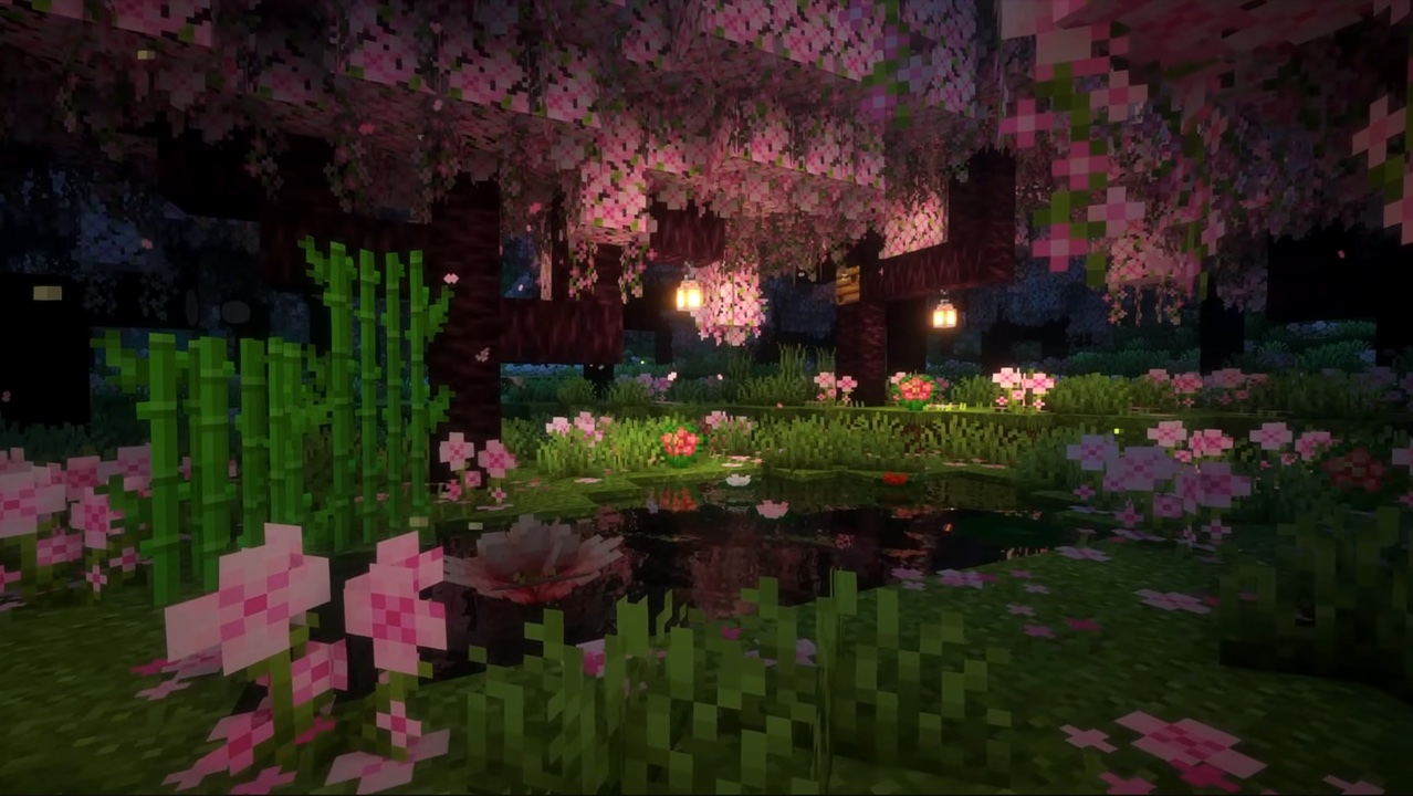 Minecraft Cherry Blossom Pond Ambience