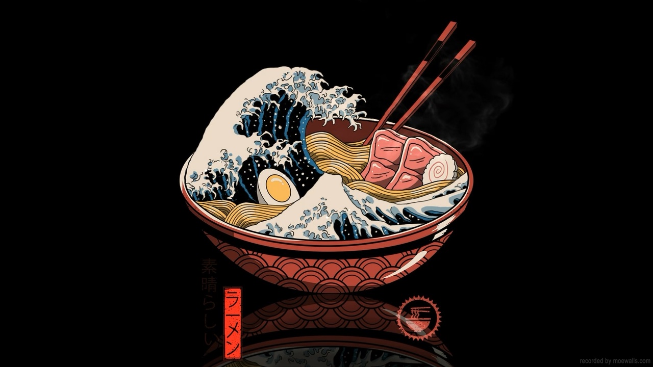 Ramen Great Wave Off Kanagawa live wallpaper for Mac