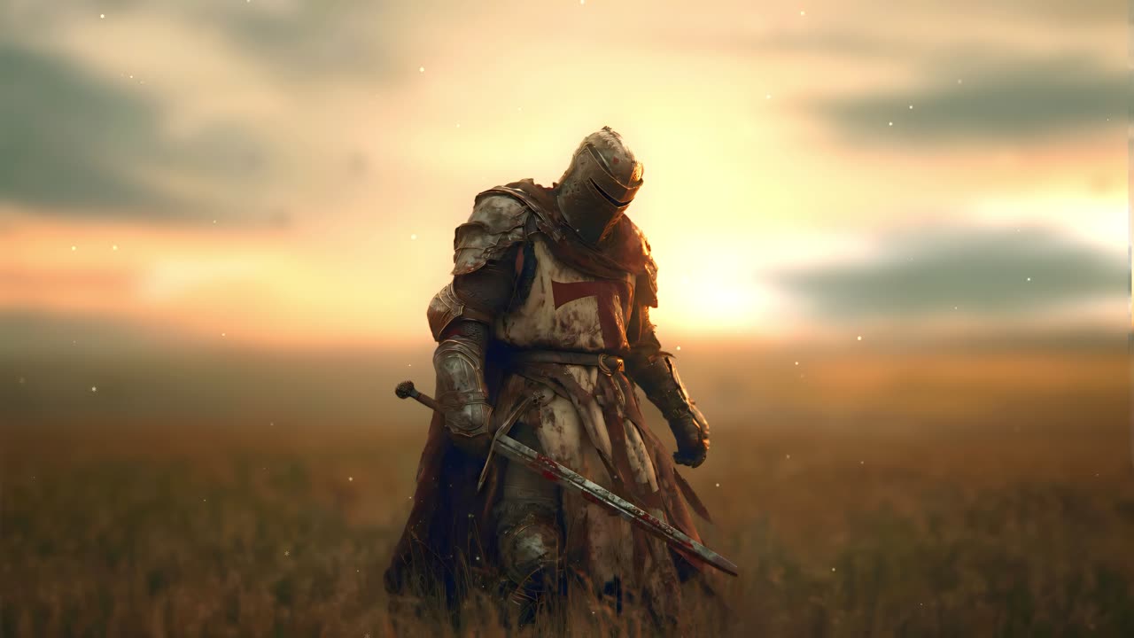 Lone Knight at Sunset