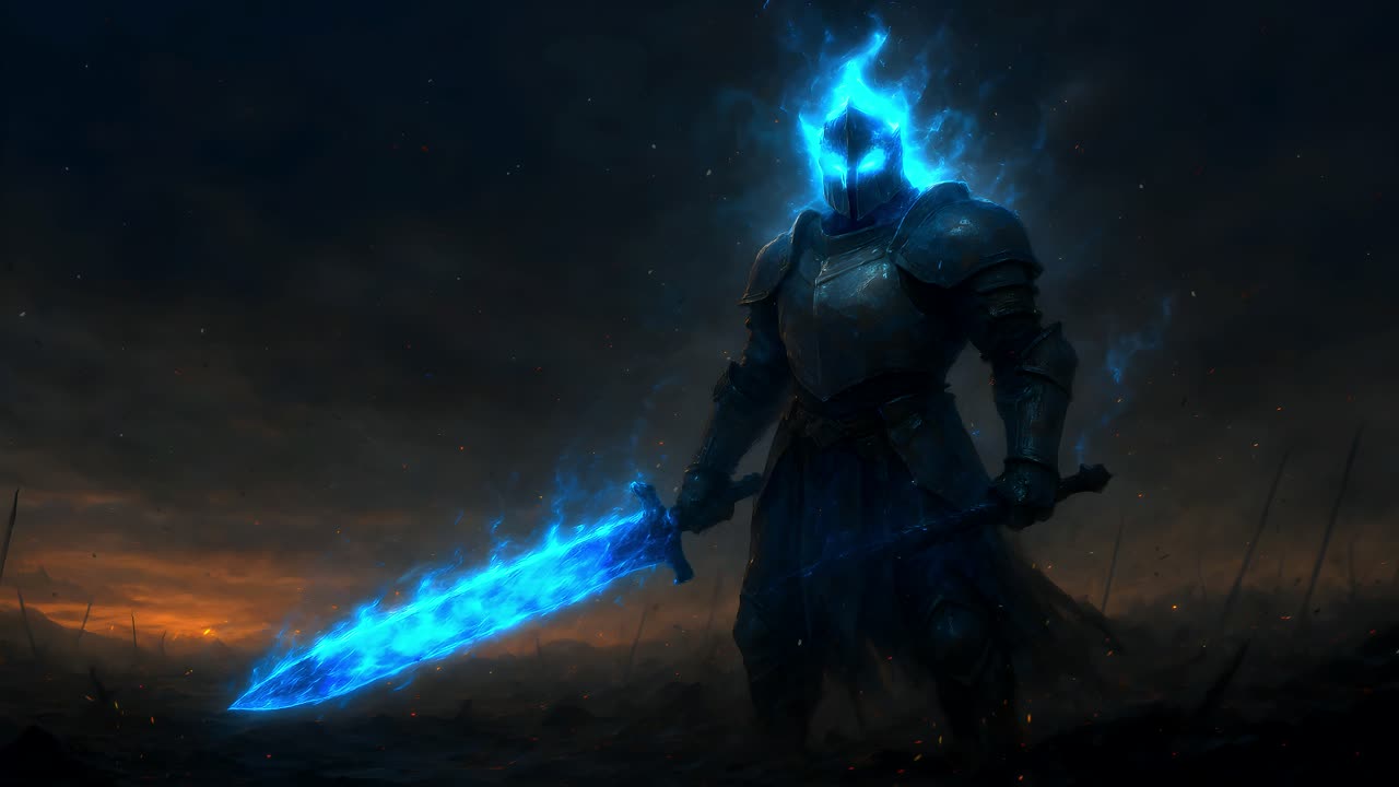 Knight with Blue Fire Sword