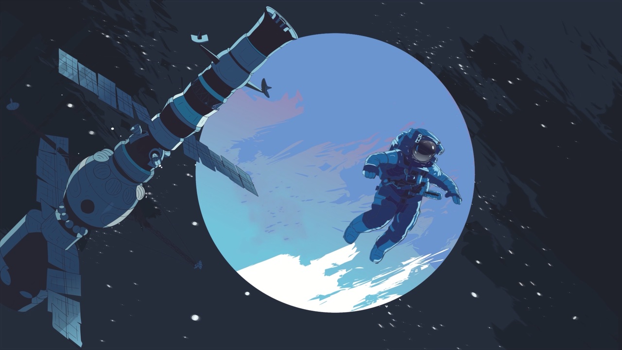 Minimalist Astronaut Satellite
