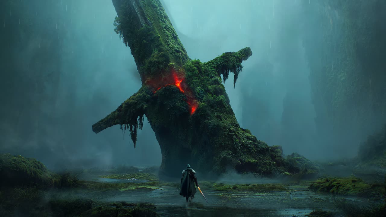 Giant's Broken Sword - Dark Fantasy Landscape