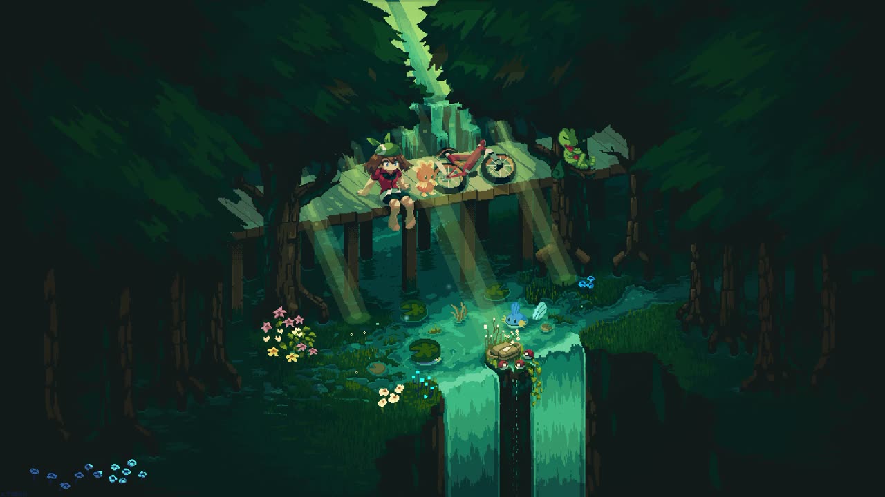 Pokemon Emerald Waterfall Pixel