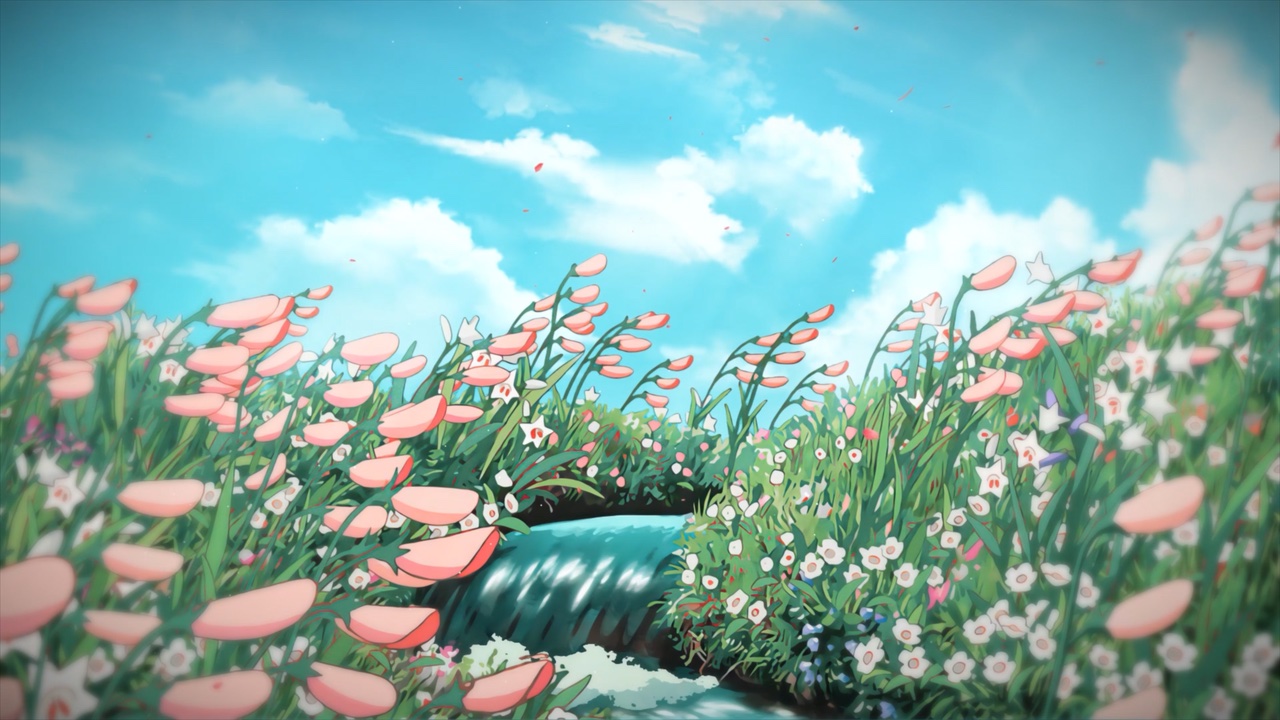 Flowers Water Stream Ghibli