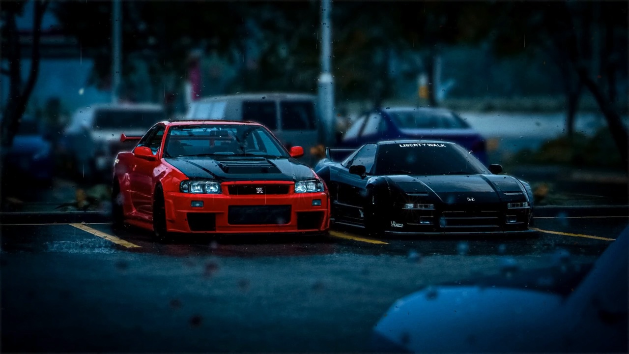 Honda Nsx X Nissan Gt R R34 In The Rain