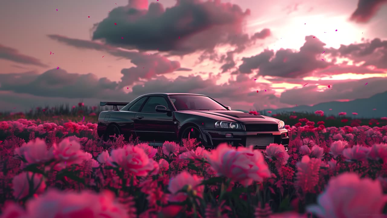 Cars on Flowerbed live wallpaper for Mac